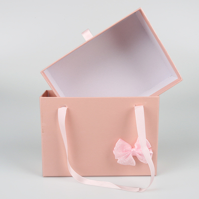 Logo personnalisé Boîte cadeau en carton rose avec ruban rose Boîtes cadeau de luxe