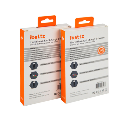 157gm Boîte d'emballage de câbles de données de vernis Boîtes en papier avec fenêtre transparente