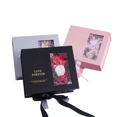 Boîte-cadeau réutilisé de fleur de Saint-Valentin de FSC avec la fenêtre transparente