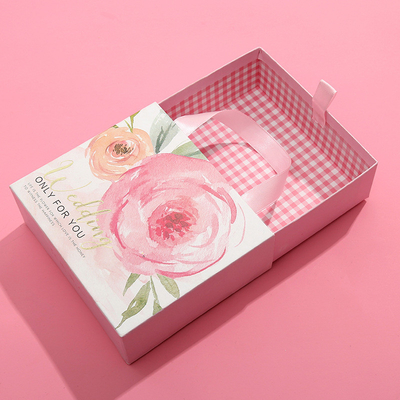 Conception de stockage de tiroir de boîtes à bijoux de Logo Printed Pink Custom Cardboard