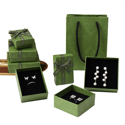 Couvercle de luxe et type de base tiroir vert bijoux boîtes cadeaux pour collier bracelet boucles d'oreilles anneau