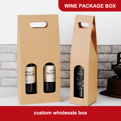 Brown a ridé le boîte-cadeau de papier d'emballage de vin avec la poignée