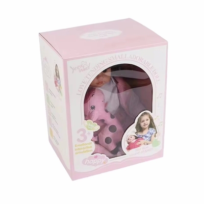 Logo personnalisé Boîte pliante en carton rose Enfants Enfants Poupée Jouet Emballage Boîte cadeau