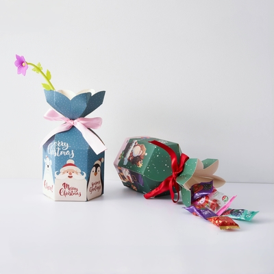 En gros gâteau de bonbons pliable cadeau de Noël boîte en papier emballée avec ruban