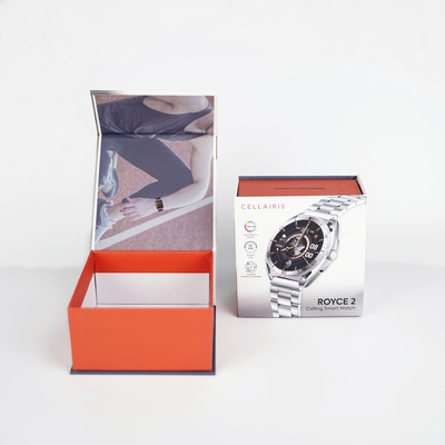 Impression personnalisée du logo revêtement UV Mat Lamination Horloge rigide Emballage Flip Box Magnétique boîte d'emballage cadeau