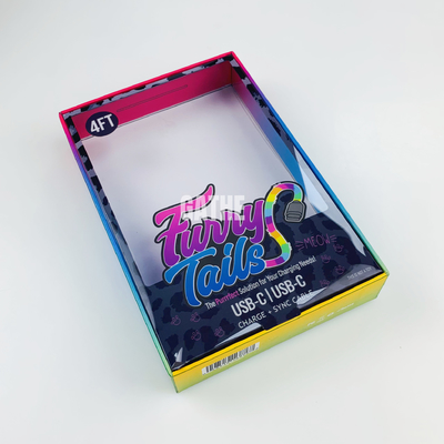 Conception de boîte personnalisée boîte transparente en plastique en PVC affichage de fenêtre produits électroniques boîtes d'emballage pour le chargeur câble de données USB