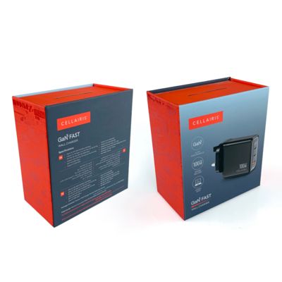 Faible MOQ Chargeur à fermeture magnétique Adaptateur Boîtes d'emballage Composants électroniques Boîte en papier d'emballage avec crochets