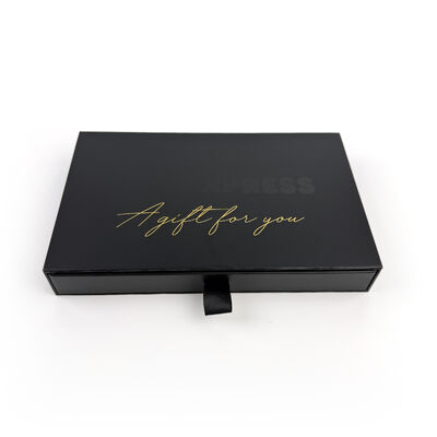 Boîte cadeau pour accessoires de téléphone avec tiroir noir en matériaux écologiques, boîte d'emballage pour coque de téléphone avec UV ponctuel EVA